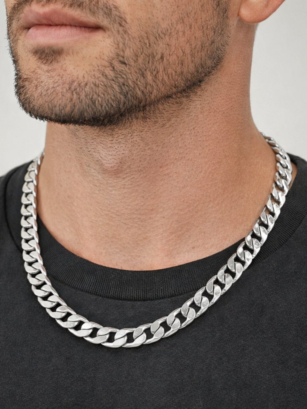 Vintage Polished Stainless Steel Unisex 10 mm Miami Cuban Chain Link Necklace